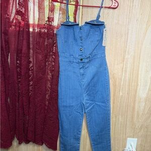 Blue Denim Jumpsuit with Button Details
